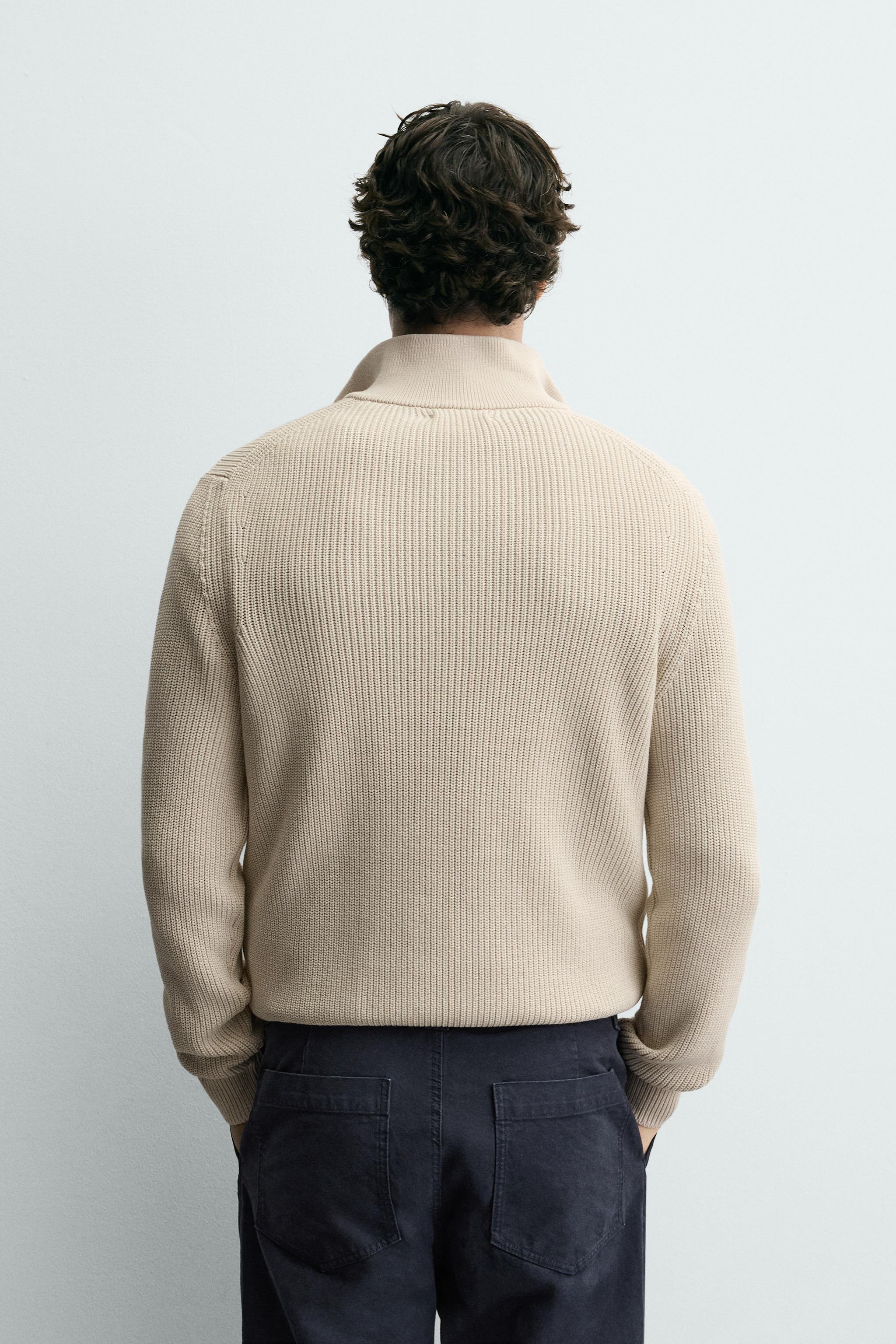 PULL EN MAILLE PERLÉE À COL ZIPPÉ
